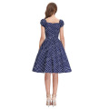 BP Lager V-Ausschnitt Baumwolle Navy blau Polka Dots 50er Jahre Vintage Retro Swing Kleid BP000067-6